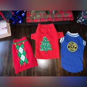 Festive Red Dog Sweaters and Shirt